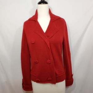 Prive' Cashmere Red Button Up Fold Collar